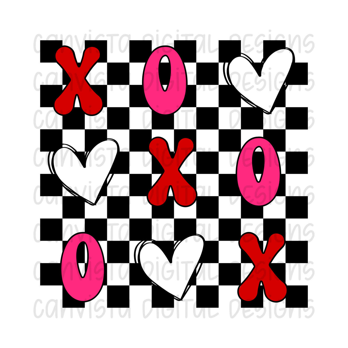 Checkered Valentine's XO PNG File - Digital Design