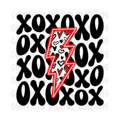 XOXOXO Lightening Bolt Valentine PNG File - Digital Design