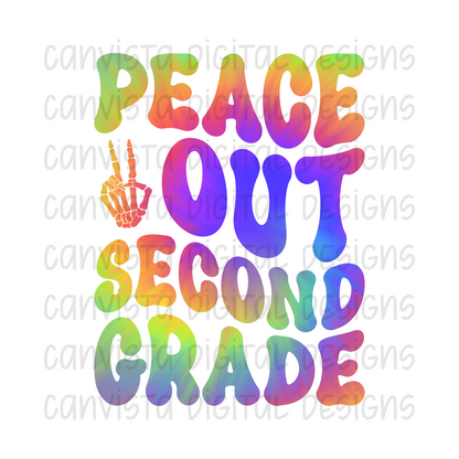 Peace Out Second Grade PNG File - Digital Design