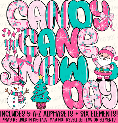 Candy Cane Snow Day Alpha