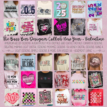 New Year + Valentine's Collab - The Boss Bar Designer Collab Bundle - Digital Designs