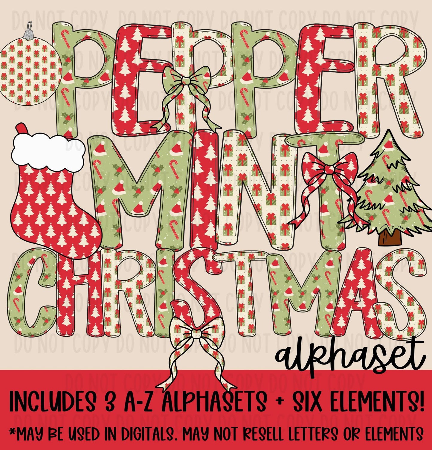 Peppermint Christmas Alphaset