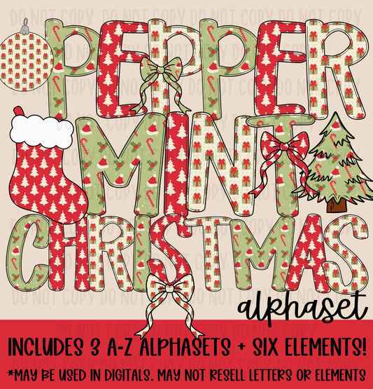Peppermint Christmas Alphaset