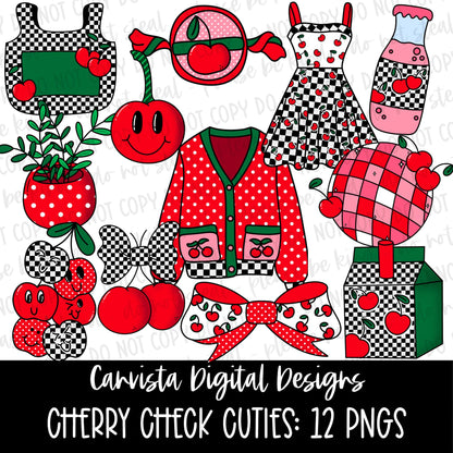 Cherry Check Cuties Clipart Set