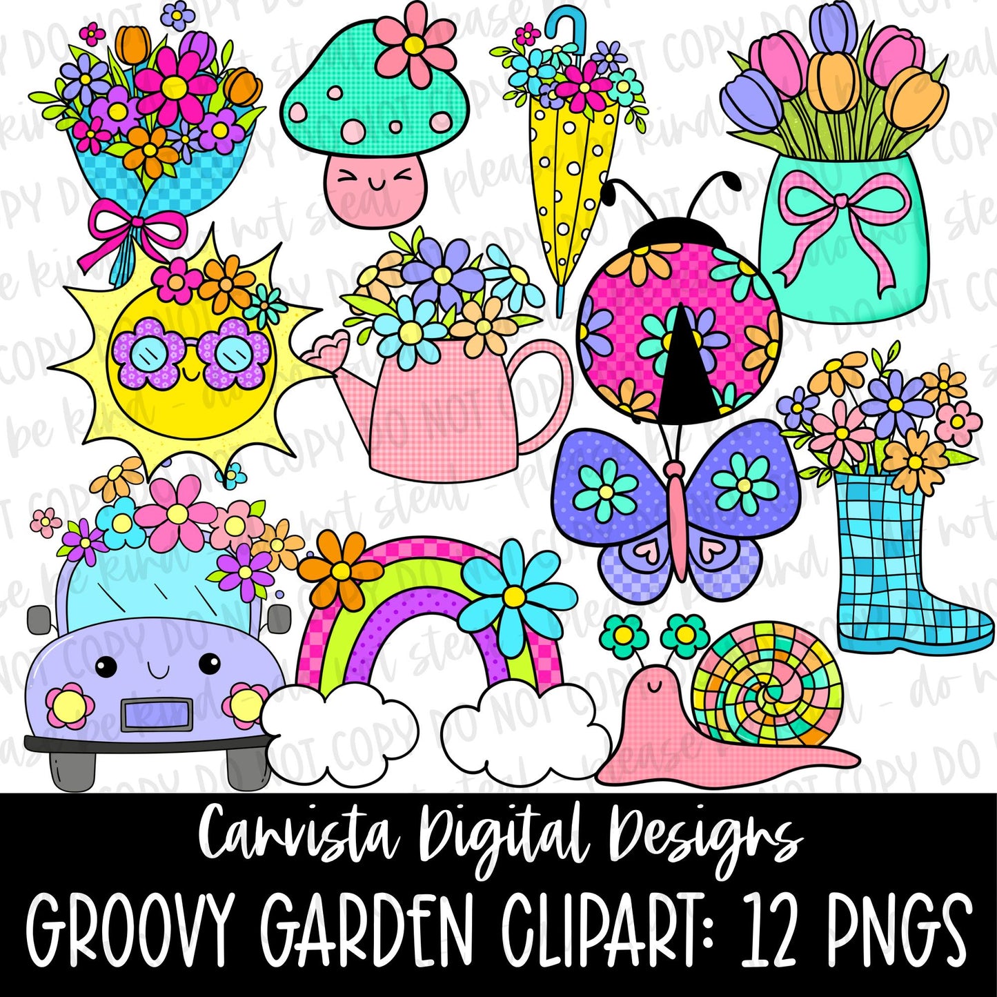 Groovy Garden Clipart Set