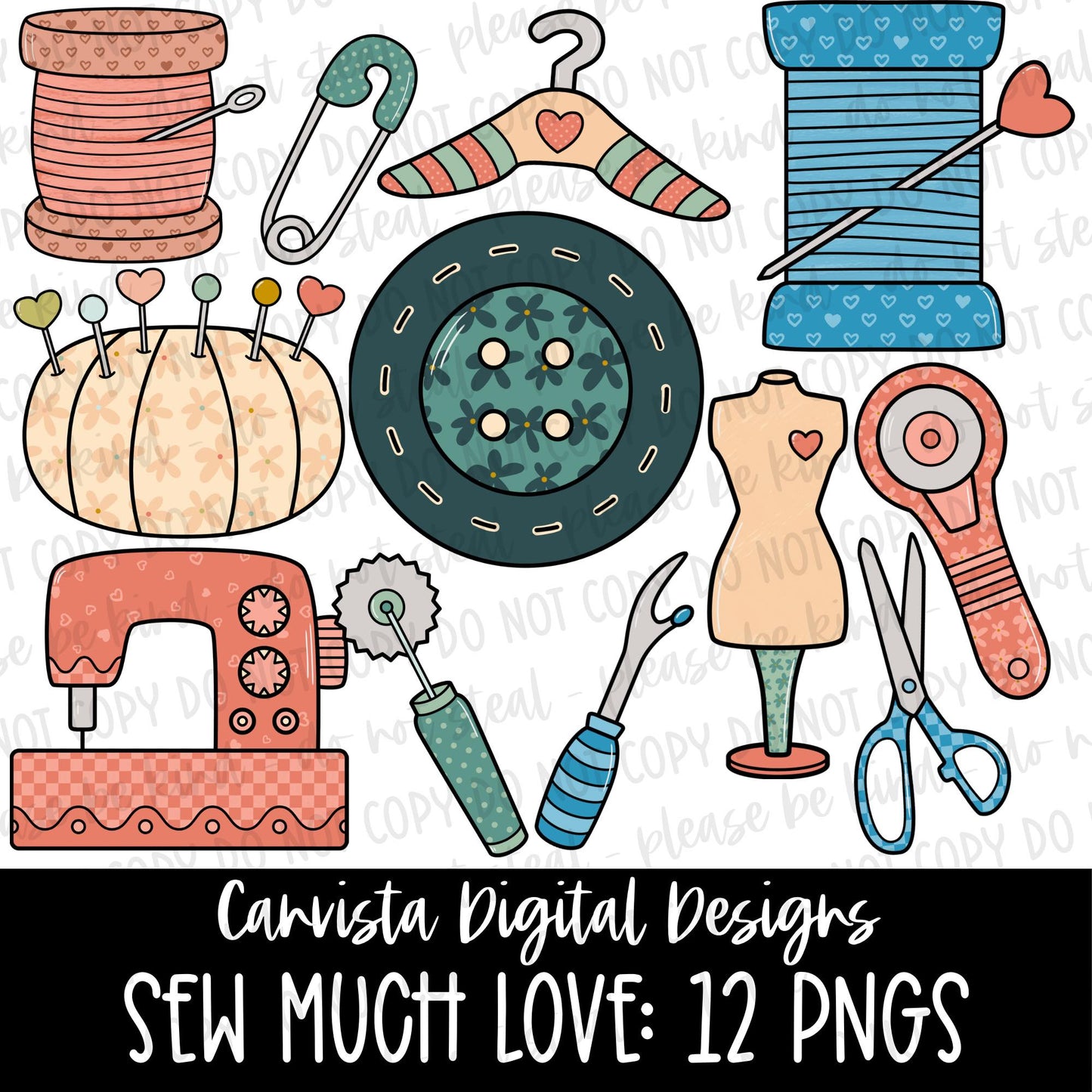 Sew Much Love Clipart Set