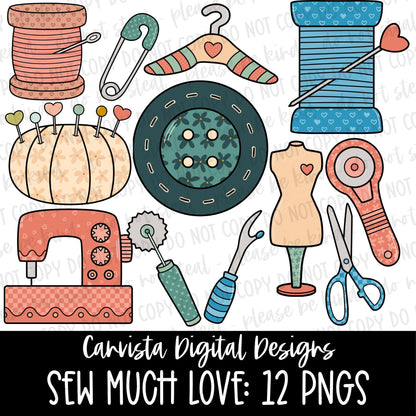 Sew Much Love Clipart Set