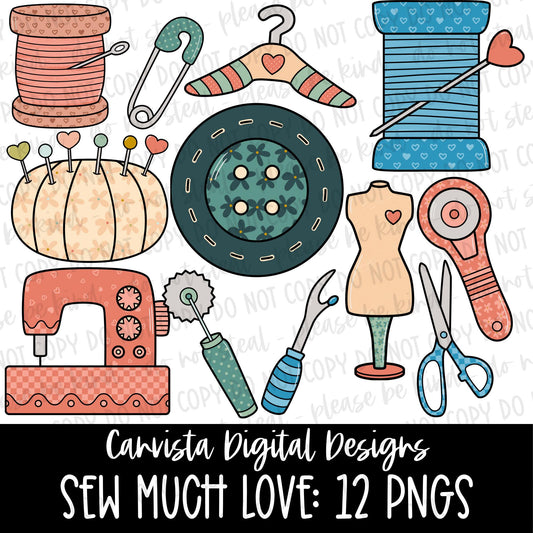 Sew Much Love Clipart Set