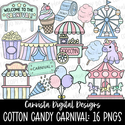 Cotton Candy Carnival Clipart Set