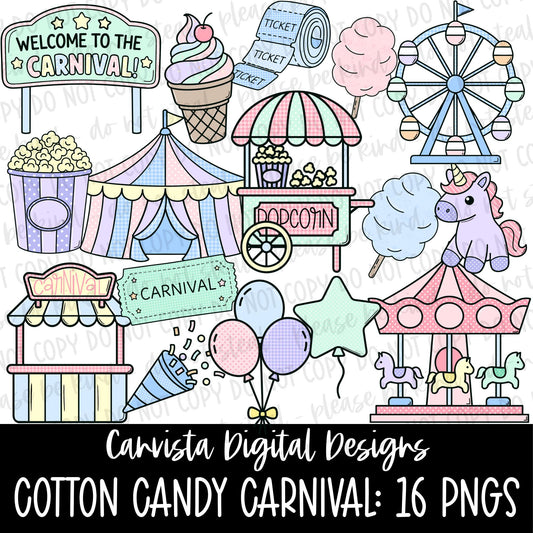 Cotton Candy Carnival Clipart Set