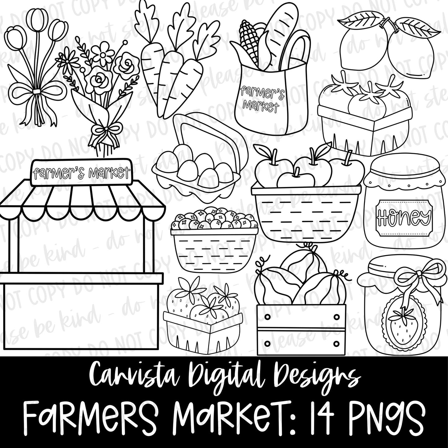Farmer's Market Outline Set