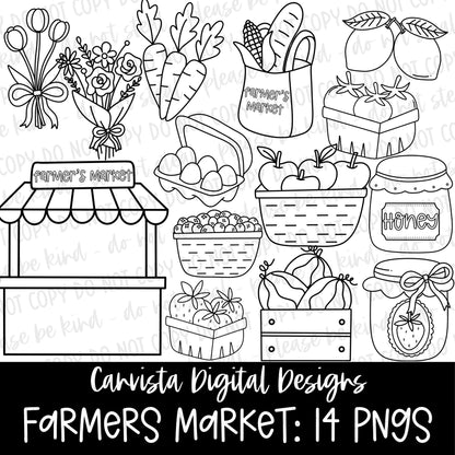 Farmer's Market Outline Set