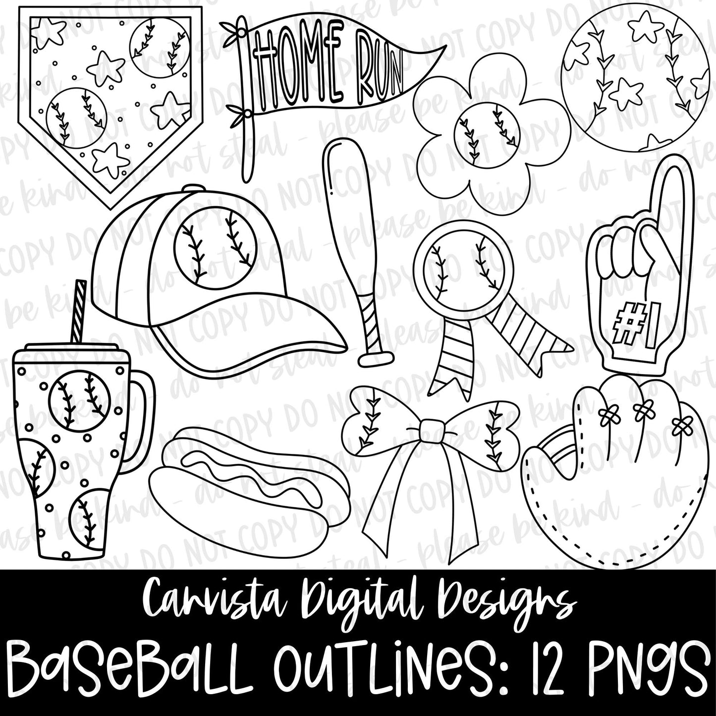 Baseball/ Softball Outline Set