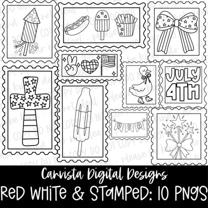 Red White & Stamped Outline Set