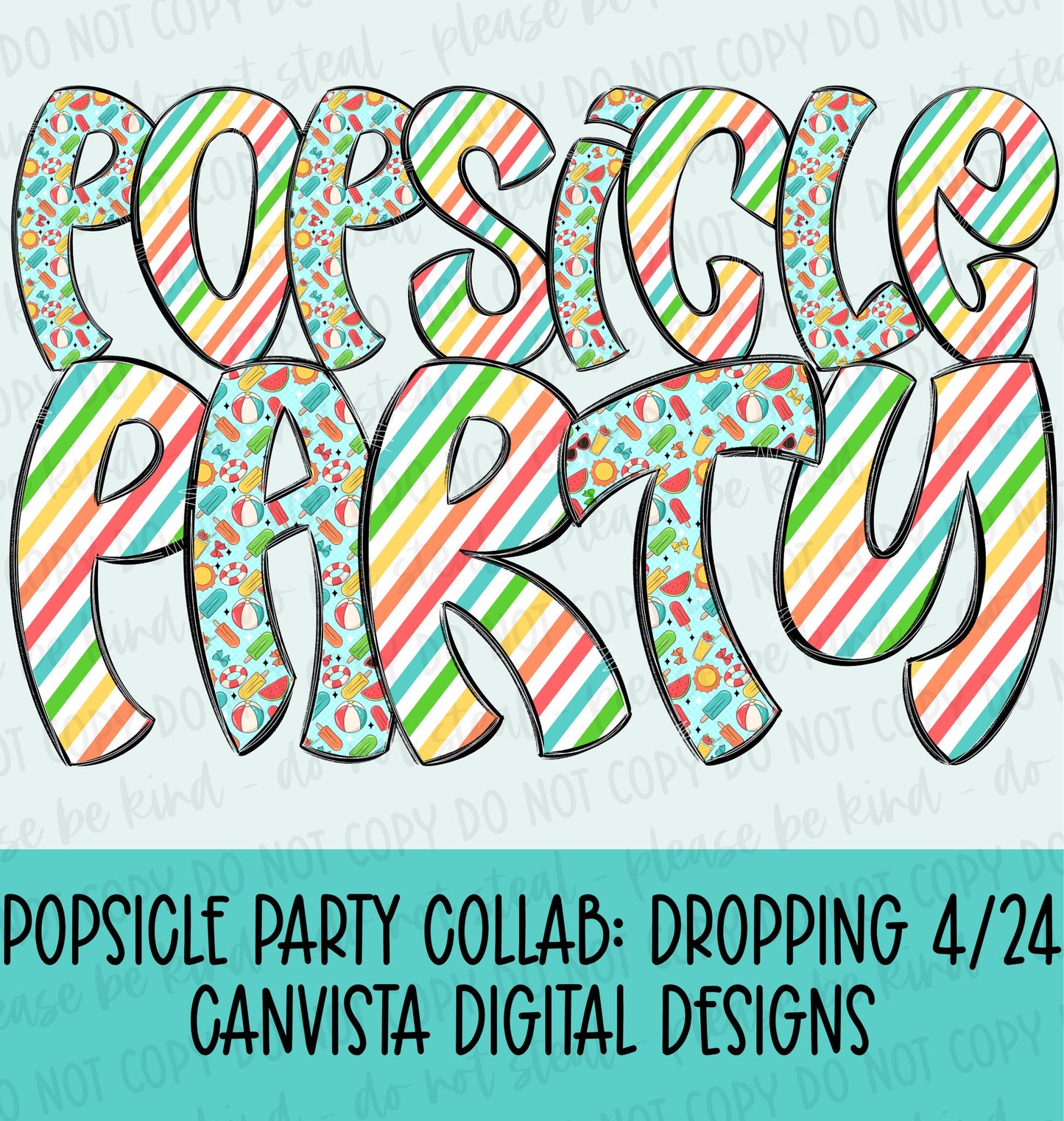 Popsicle Party Collab - Designer Elements: Alphas, Clipart, Outlines, Seamless Paper