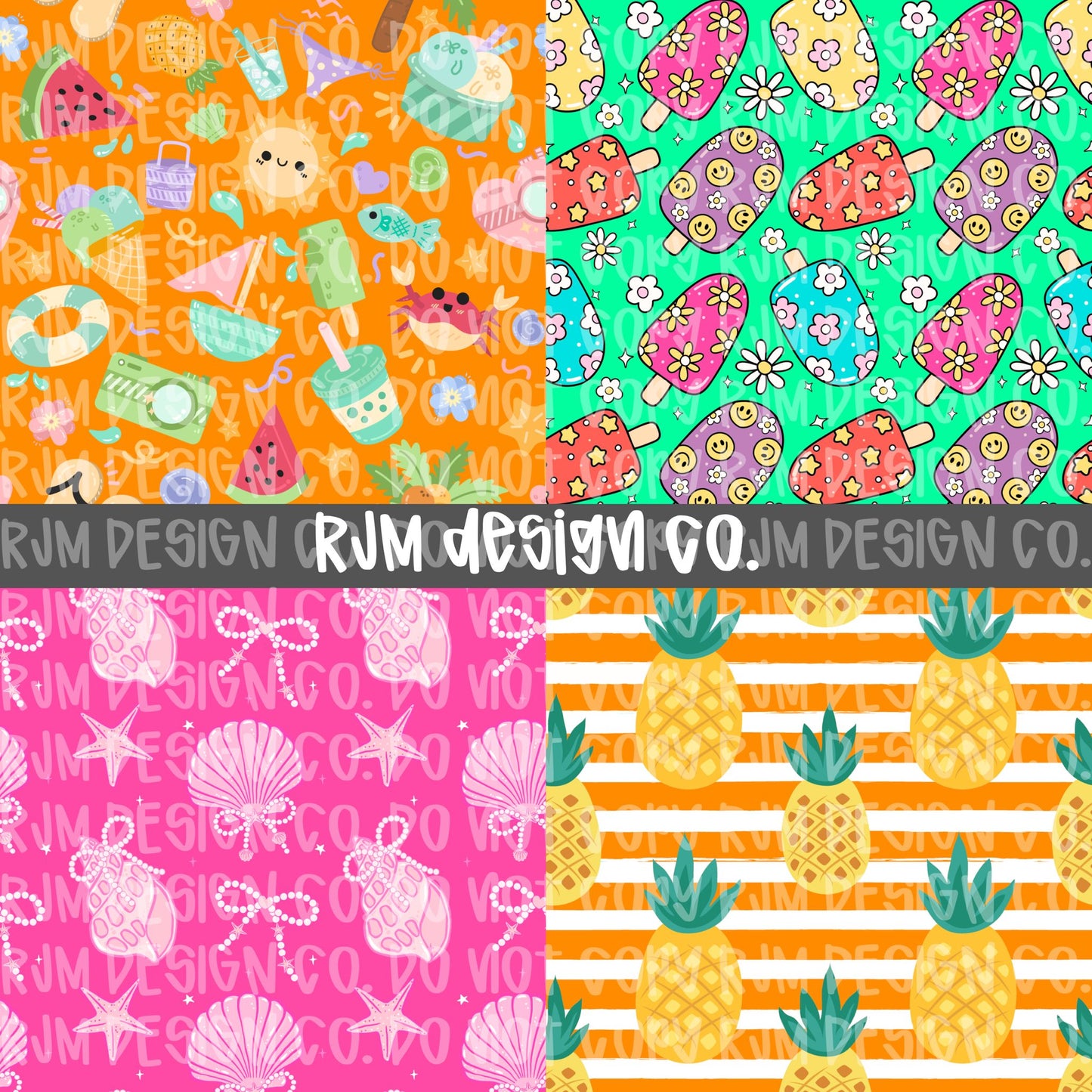 Popsicle Party Collab - Designer Elements: Alphas, Clipart, Outlines, Seamless Paper