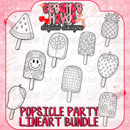 Popsicle Party Collab - Designer Elements: Alphas, Clipart, Outlines, Seamless Paper