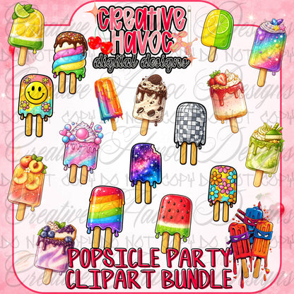 Popsicle Party Collab - Designer Elements: Alphas, Clipart, Outlines, Seamless Paper
