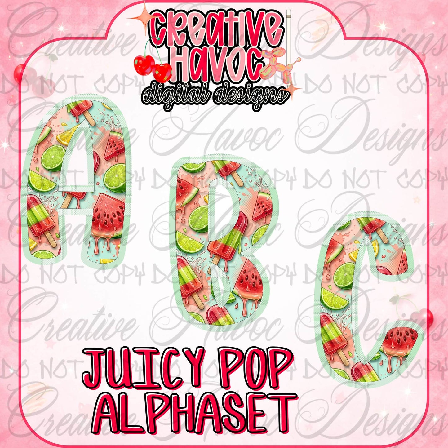 Popsicle Party Collab - Designer Elements: Alphas, Clipart, Outlines, Seamless Paper