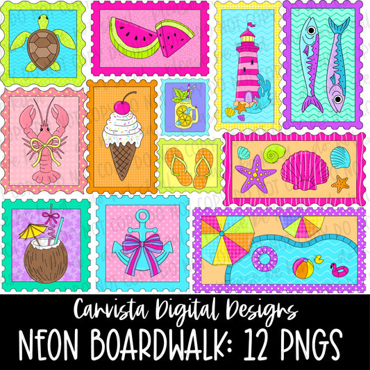 Neon Boardwalk Clipart Set