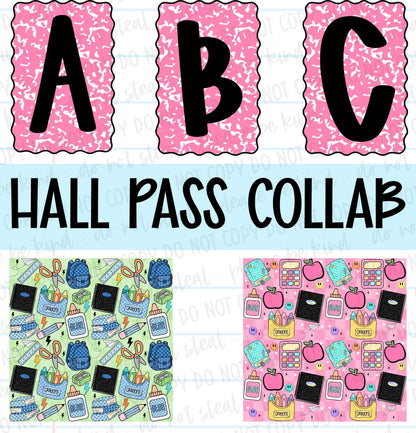Hall Pass Collab - Designer Elements: Alphas, Clipart, Outlines, Seamless Paper, Engagement Graphics, etc