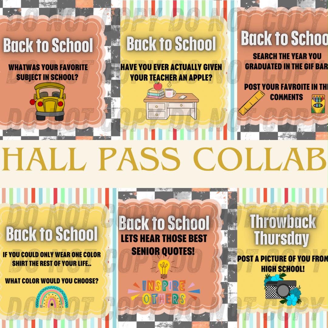 Hall Pass Collab - Designer Elements: Alphas, Clipart, Outlines, Seamless Paper, Engagement Graphics, etc