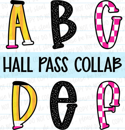Hall Pass Collab - Designer Elements: Alphas, Clipart, Outlines, Seamless Paper, Engagement Graphics, etc