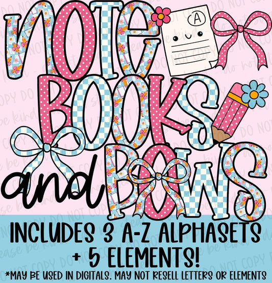 Notebooks and Bows Alphaset