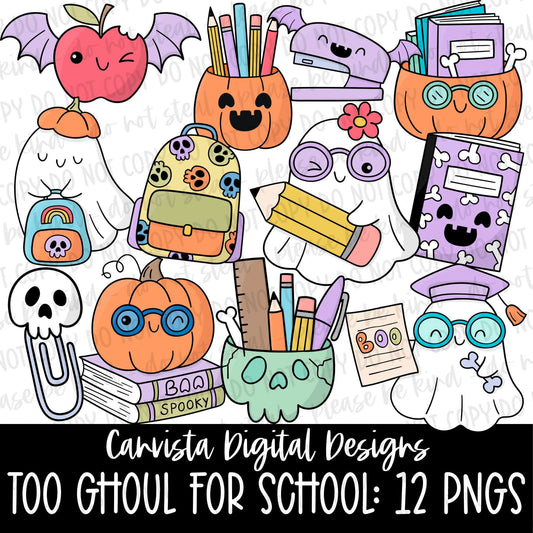 Too Ghoul for School Clipart Set