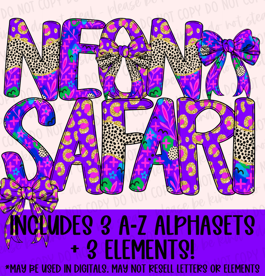 Neon Safari Mini Alphaset
