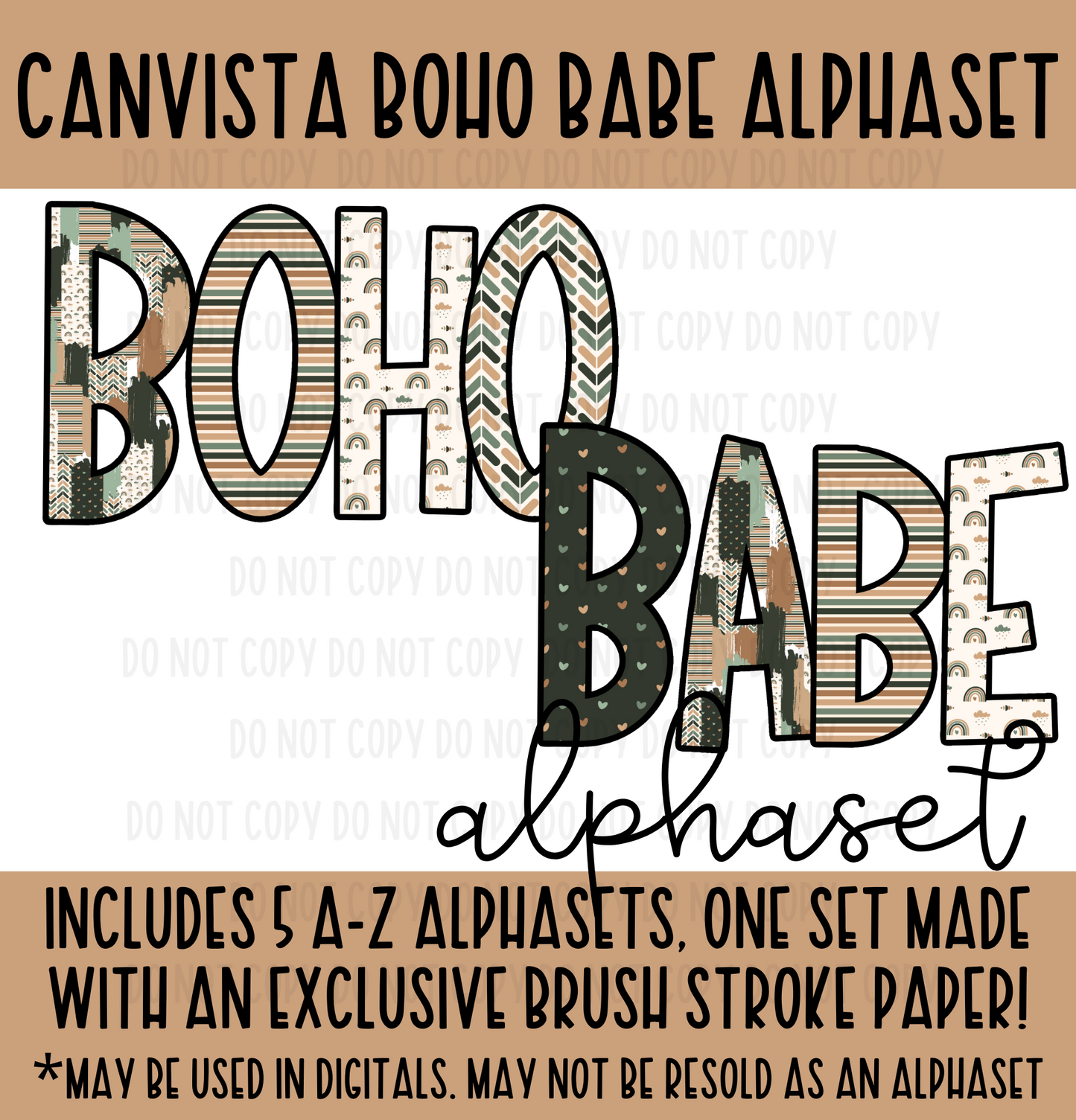 Boho Babe Alphaset - Must Have Access to Google Drive