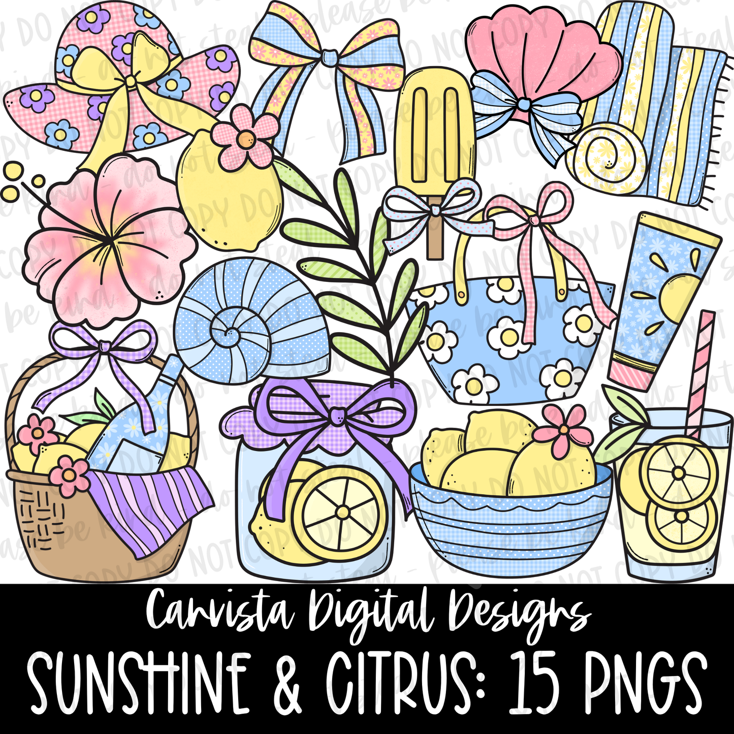 Sunshine & Citrus Clipart Set