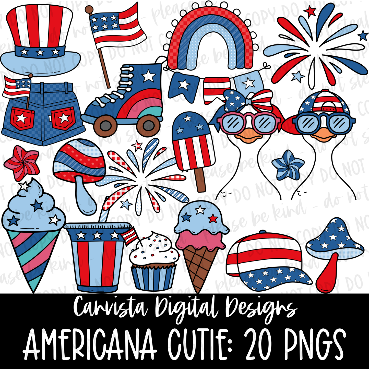 Americana Cutie Clipart Set