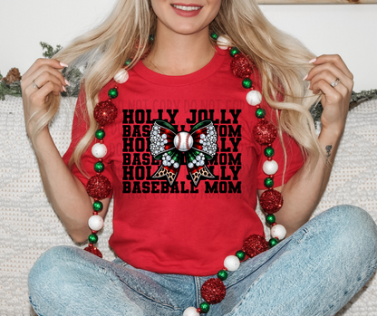 Holly Jolly Baseball Mom PNG File - Digital Design