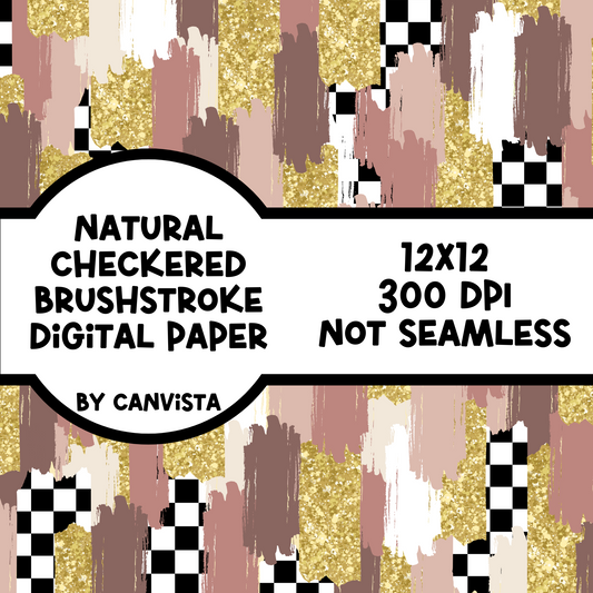 Natural Checkered Brush Stroke Digital Paper