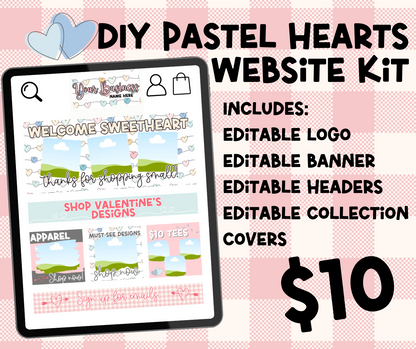 DIY Pastel Hearts Theme Website Kit