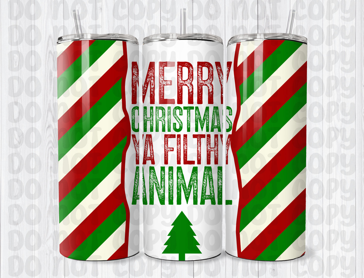 Merry Christmas Ya Filthy Animal - 20oz Tumbler Wrap for Sublimation - Digital Design