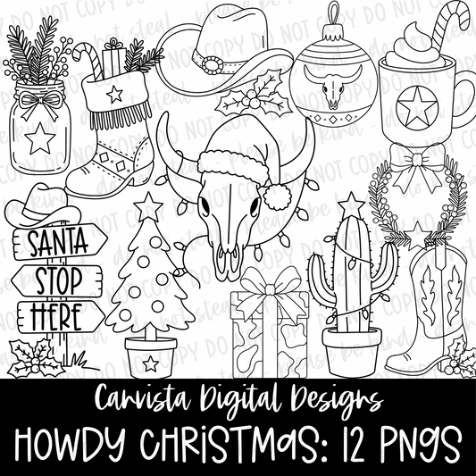 Howdy Christmas Outlines