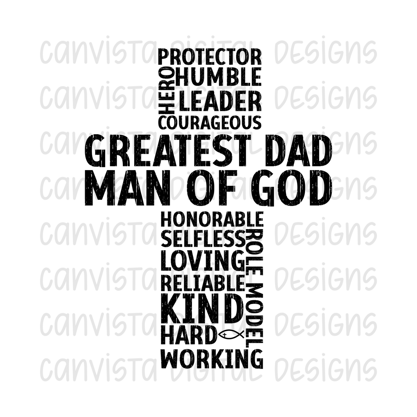 Greatest Dad - Man of God - Cross Design PNG File - Digital Design