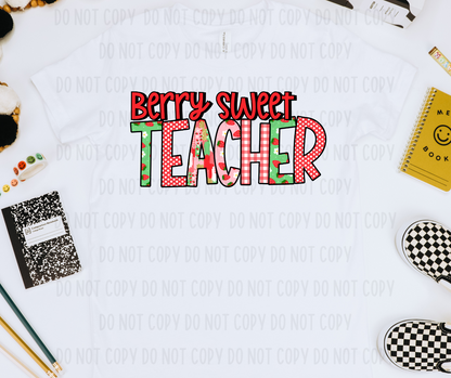 Berry Sweet Teacher PNG File - Digital Design