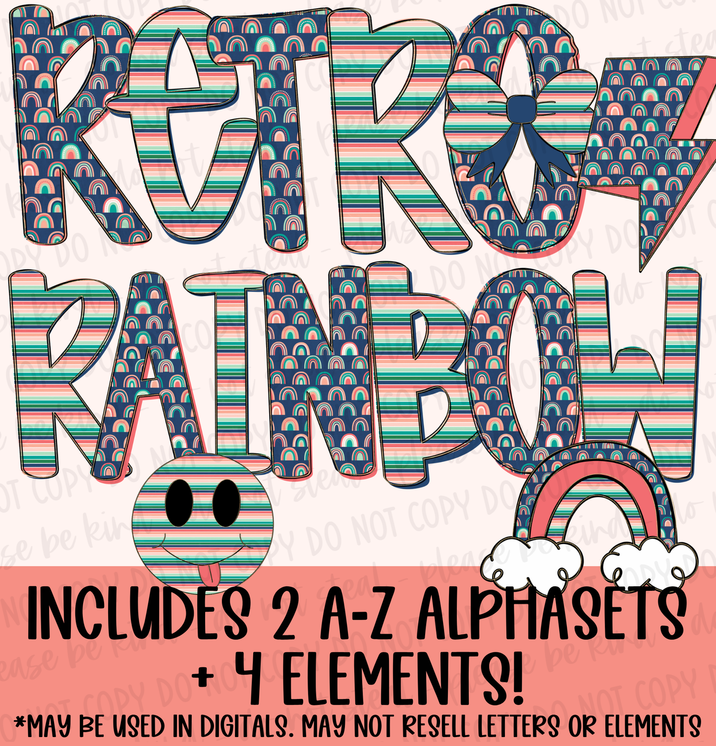 Retro Rainbow Mini Alphaset