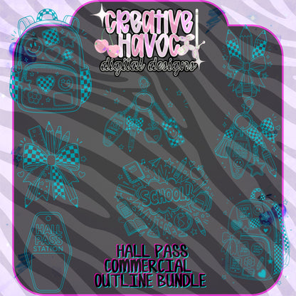 Hall Pass Collab - Designer Elements: Alphas, Clipart, Outlines, Seamless Paper, Engagement Graphics, etc