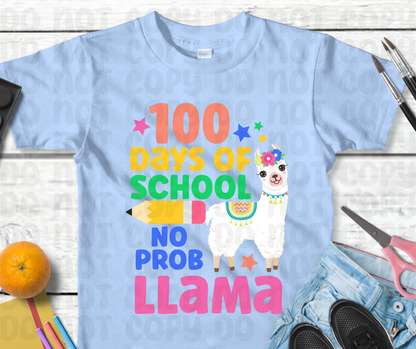 100 Days of School. No Prob Llama PNG File - Digital Design