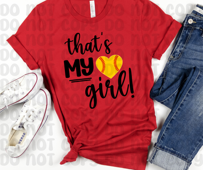 That's My Girl! Softball PNG File - Digital Design