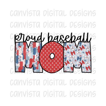 Proud Baseball Mom PNG File - Digital Design