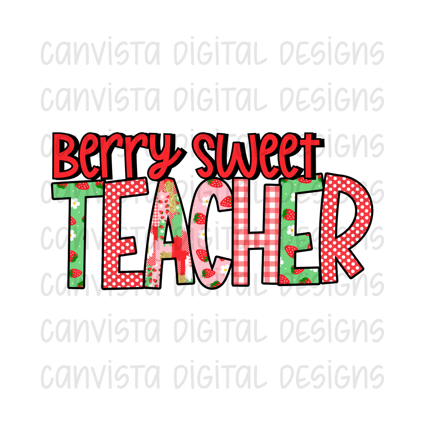 Berry Sweet Teacher PNG File - Digital Design