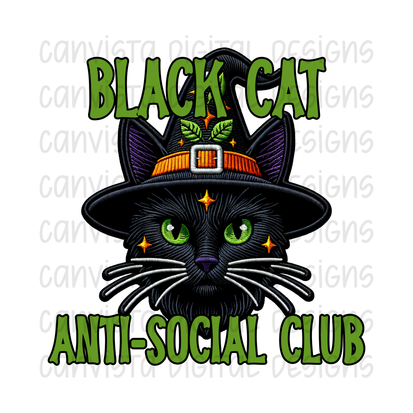 Black Cat Anti-Social Club Png File - Digital Design