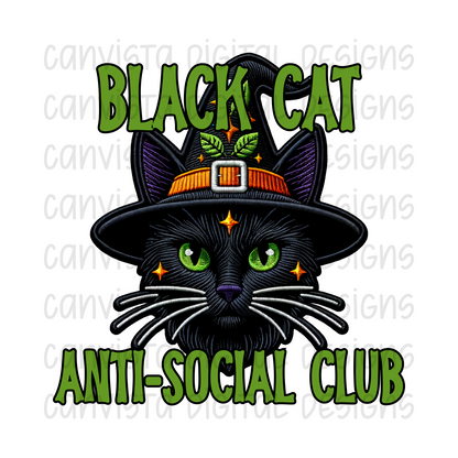 Black Cat Anti-Social Club Png File - Digital Design