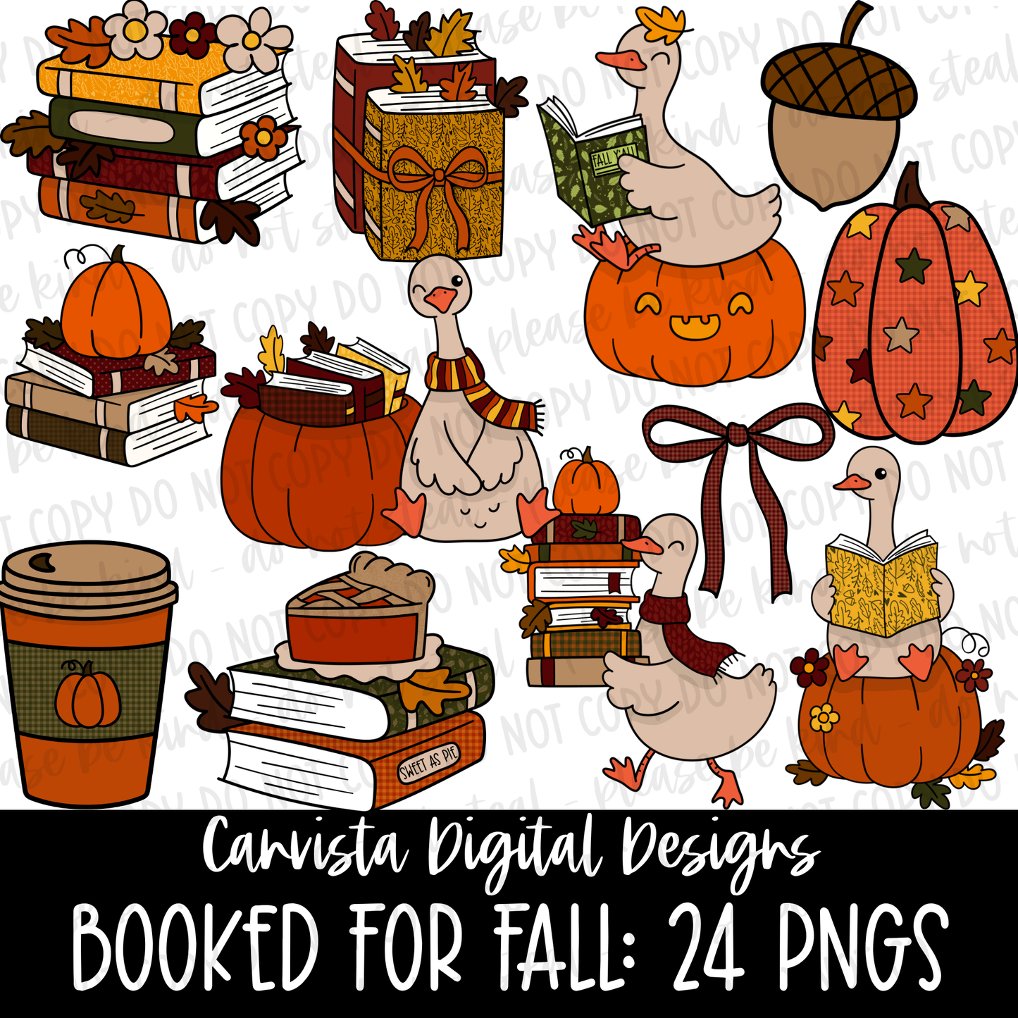 Booked for Fall Clipart Set