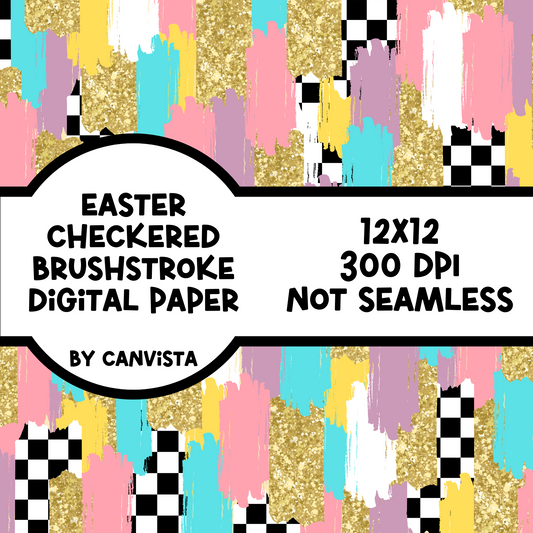 Easter Checkered Brush Stroke Digital Paper